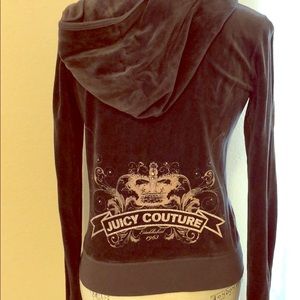 Dark Gray Velour Juicy Couture Zip Up Hoodie